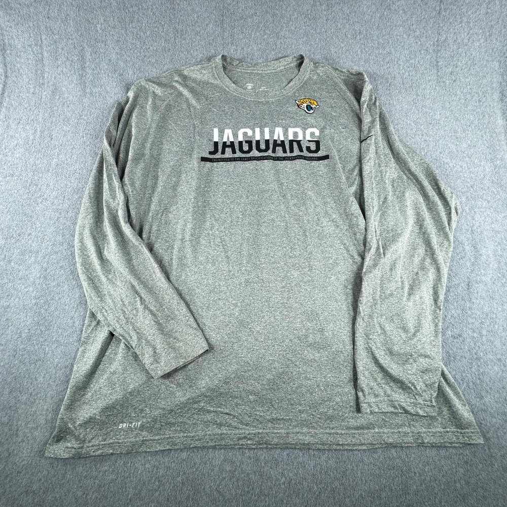 Jacksonville Jaguars Nike Mens Shirt 4XL NFL Equipment Training Dri-FIT Gray LS